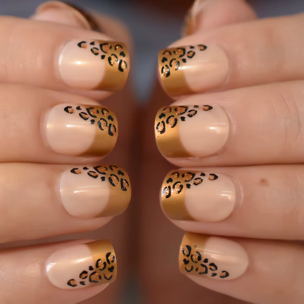 Faux ongles holographiques de forme narpour femme, paillettes argentées, appuyez sur N64.Short Style