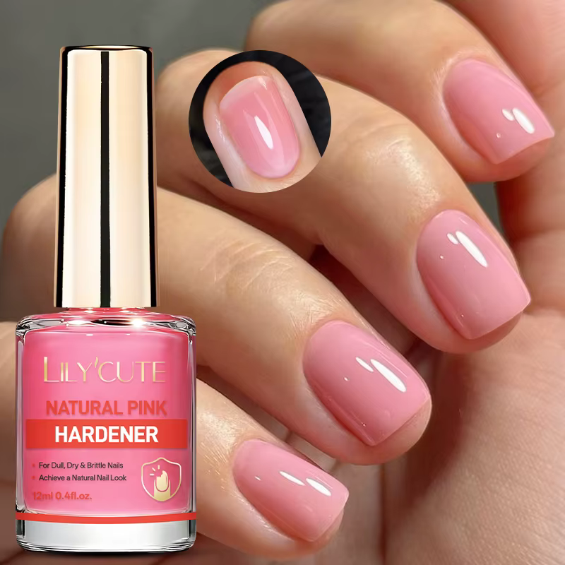 LILYCUTE Vernis à ongles 12ml Rose, fortifiant naturel pour ongles, durcisseur rose naturel, laque v