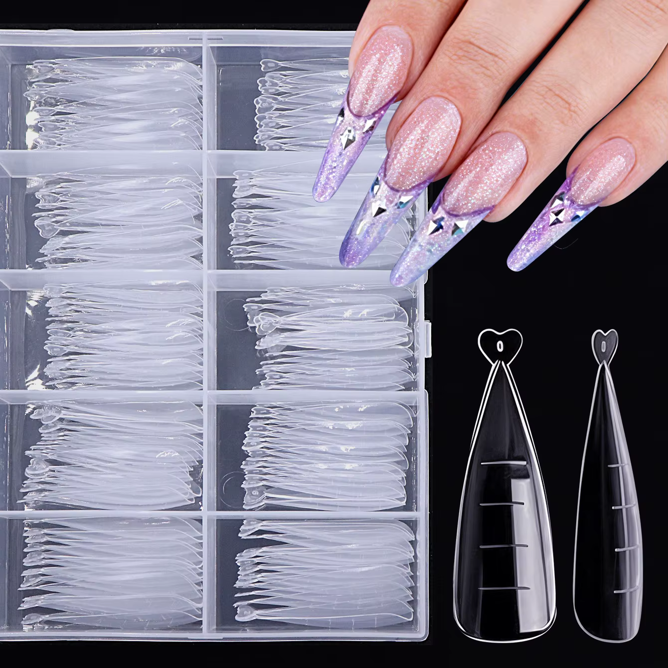 120 pièces bricolage Art d'ongles artificiels en acrylique réutilisables avec pointes d'ongles droit