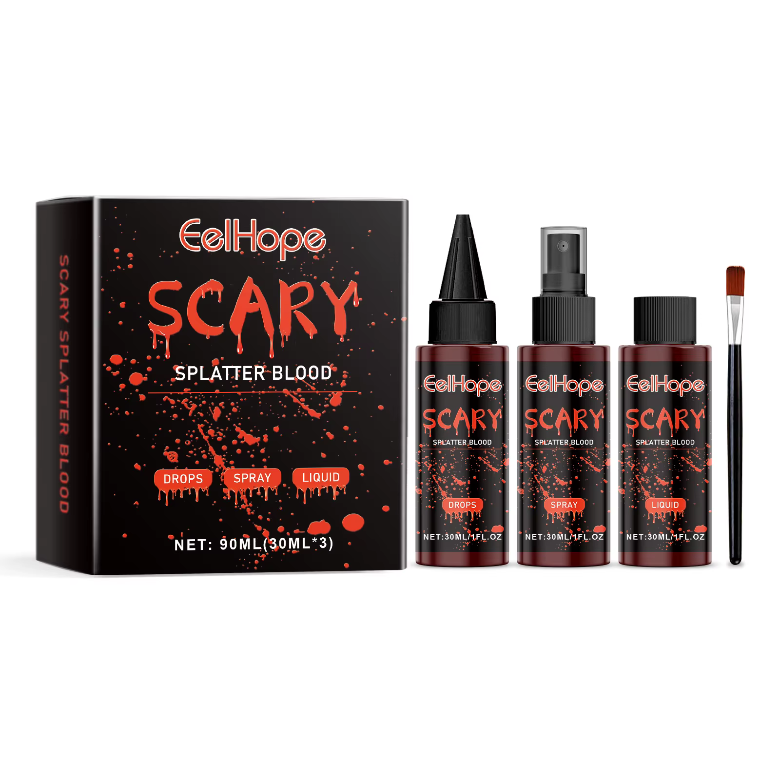 Kit de maquillage de faux sang pour Halloween, goutte de sang, Vampire, Zombie, Cosplay, lavable, fa