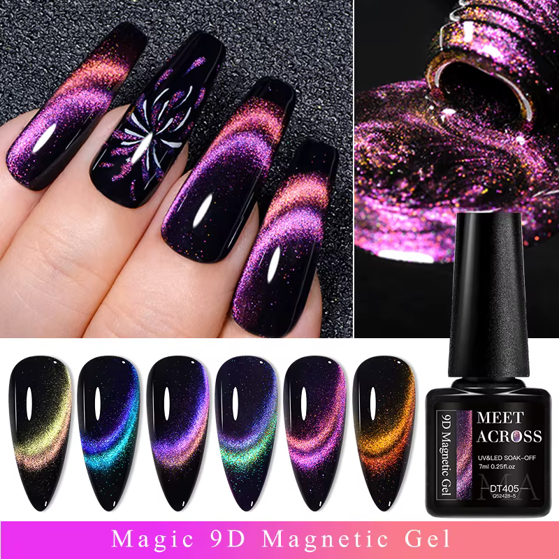 Vernis à ongles magnétique chat 140 couleurs, 7ml, holographique scintillant, galaxie LED UV, vernis
