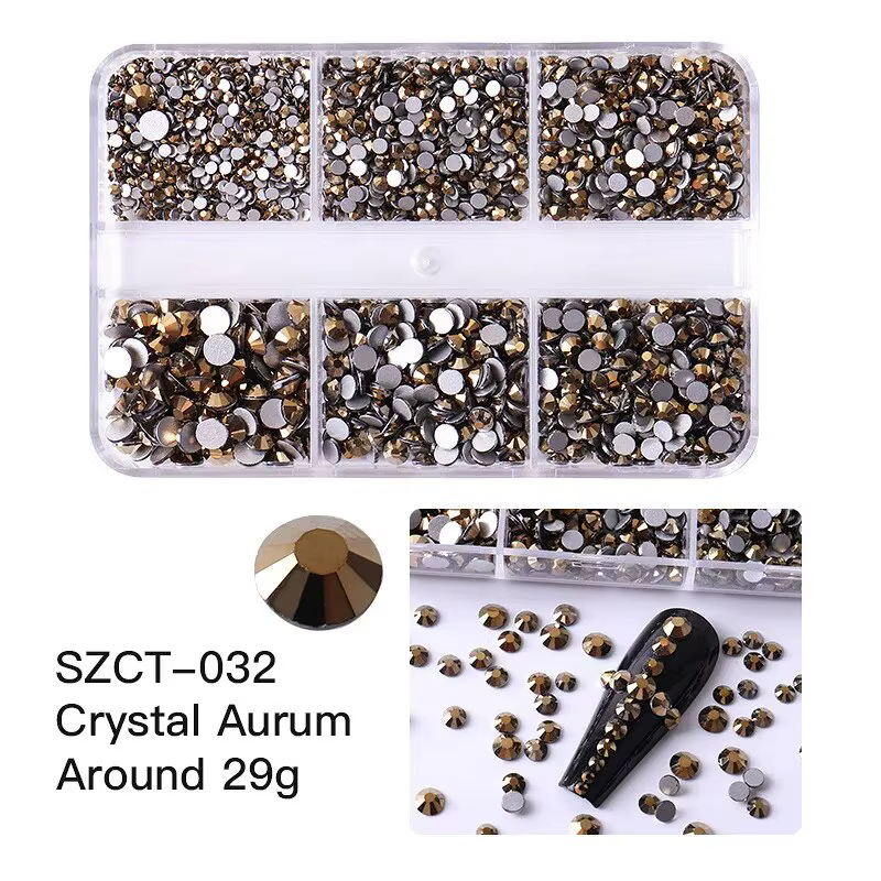 6 grilles SS6-20 taille mixte rose Bronze argent Flatback strass gemmes diamants clignotants 3D Nail