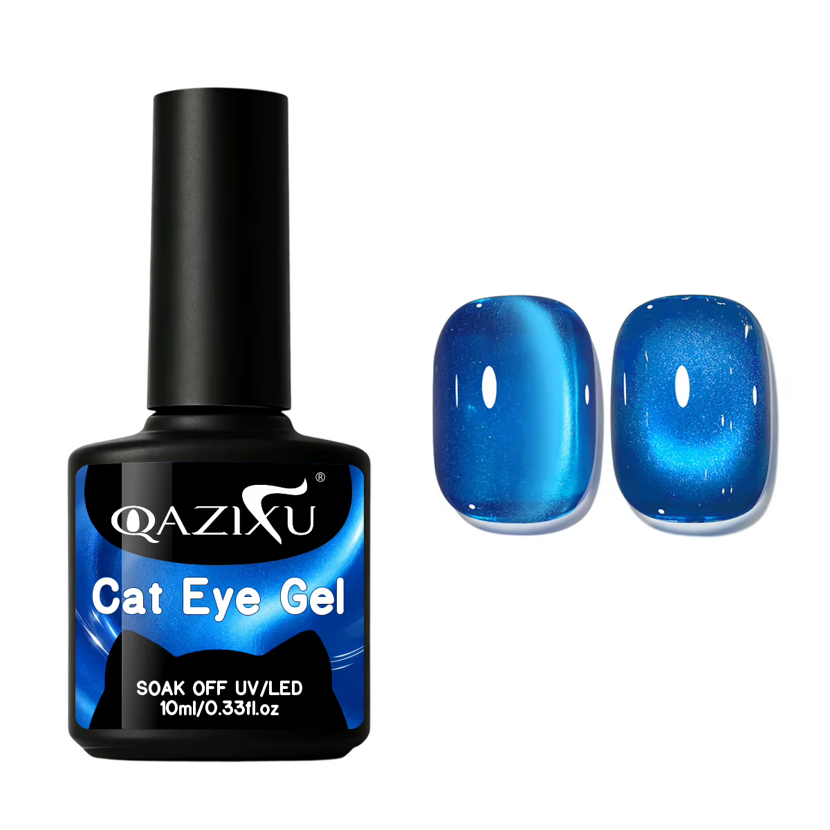 QAZIXU 10ml Vernis à ongles gel œil de chat bleu, effet magnétique bleu clair de lune, effet scintil