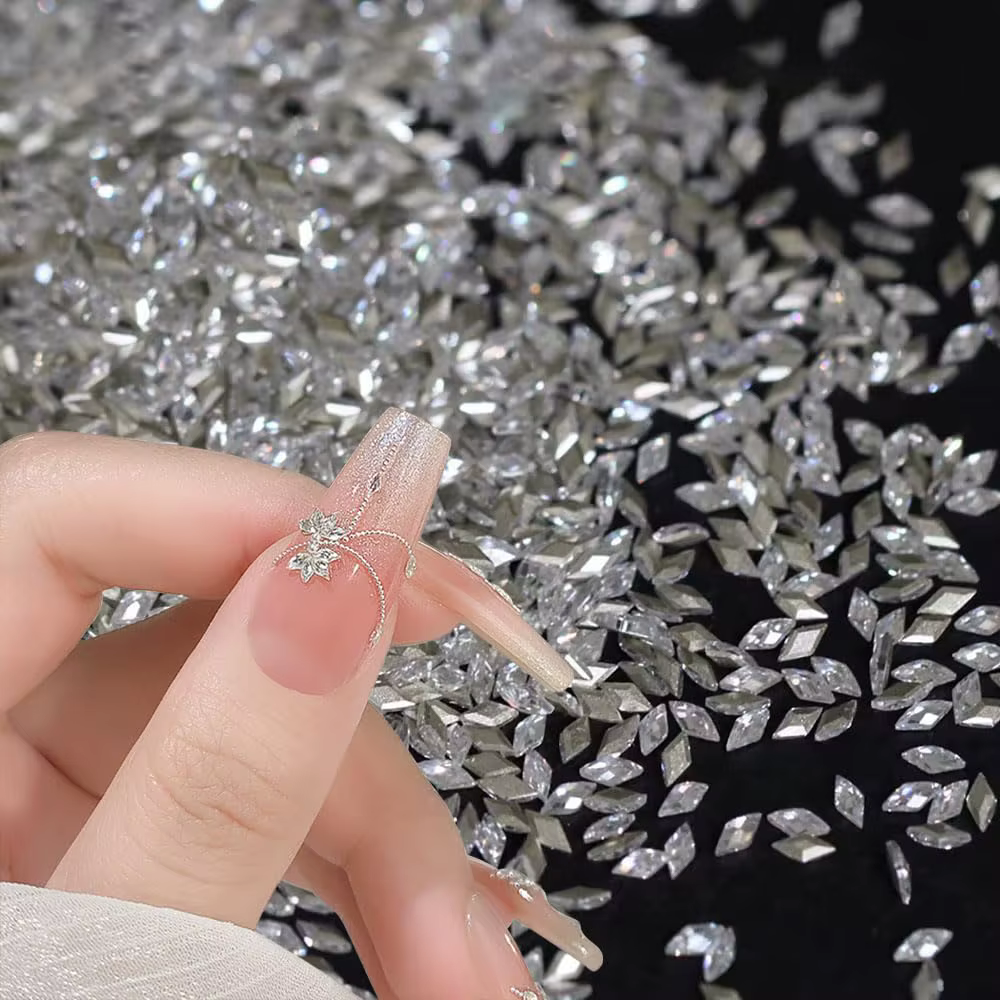 100 pièces brillant Zircon strass breloques pour ongles 1.5*3mm Mini ongles rhombiques pierres préci
