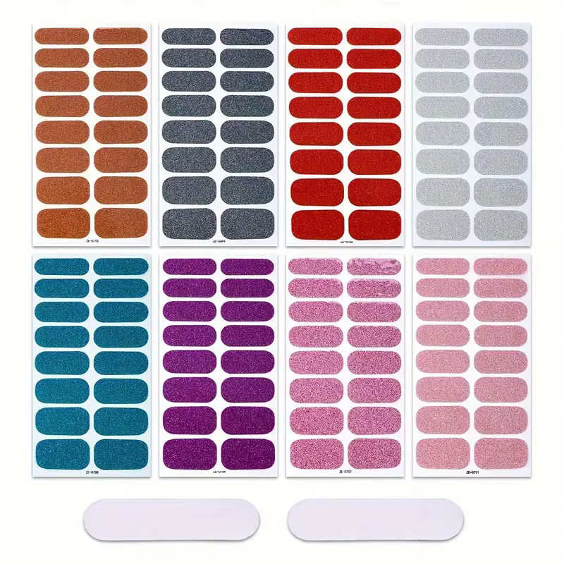 8 feuilles de bandes de vernis à ongles à enveloppe complète, autocollant pour ongles en Gel auto-ad