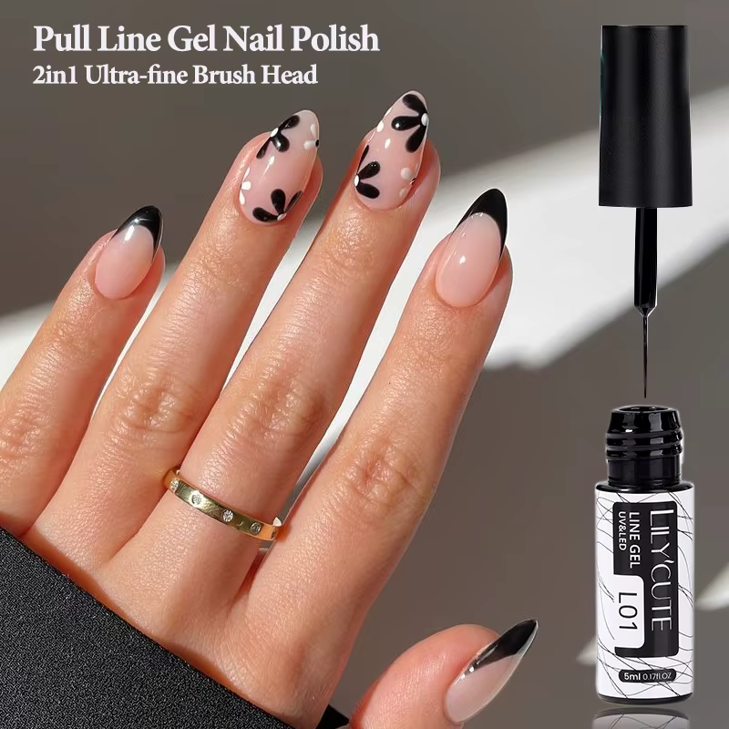 LILYCUTE 5ml Super brillant argent métallique peinture Liner Gel vernis à ongles dessin rayure Graff