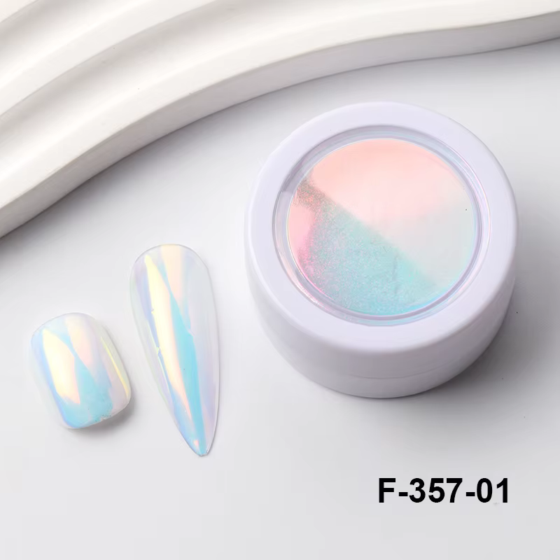 1/2 pièces Poudre à ongles rose effet aurore chromée, pigment de frottement irisé sirène, paillettes