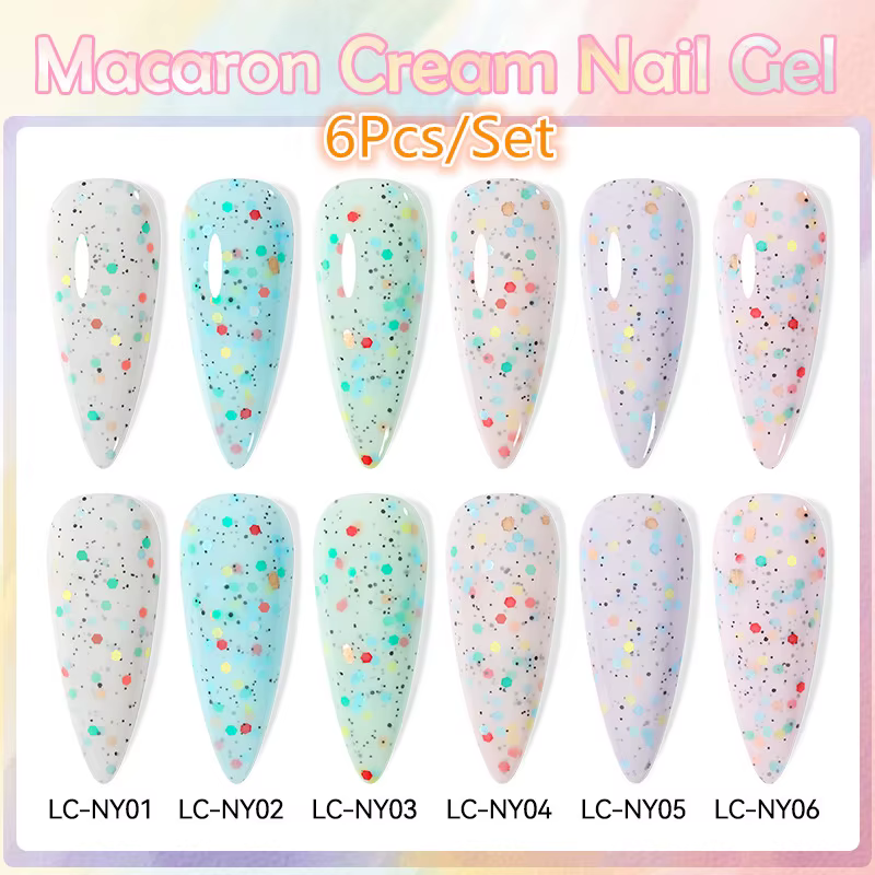 LILYCUTE 6 pièces/ensemble 7ml Macaron crème Gel vernis à ongles pour printemps été ongles paillette
