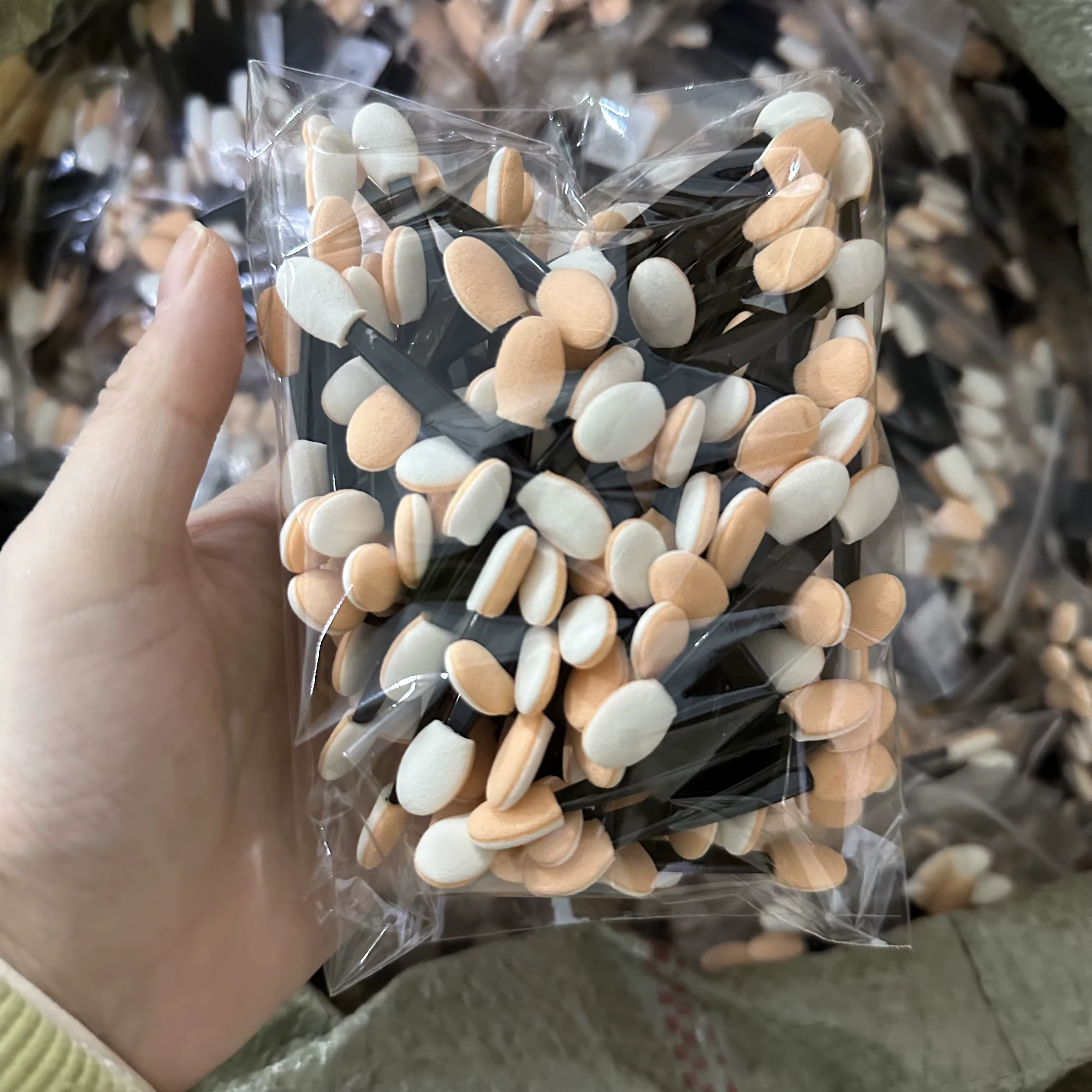 Éponge à Double extrémité pour poudre d'art des ongles, brosse multifonctionnelle pour fard à paupiè