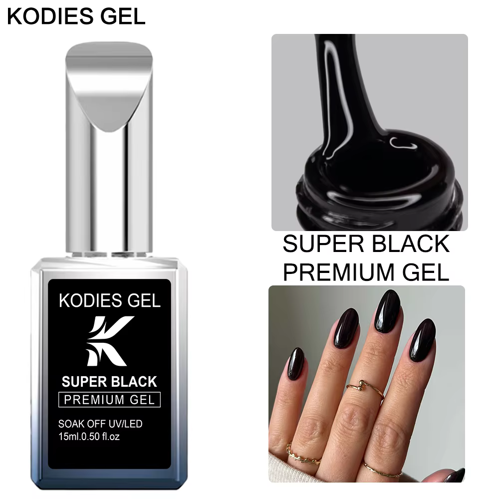 KODIES GEL Super noir Gel Vernis à ongles haute Pigment couleur riche Vernis Gel TPO gratuit manucur