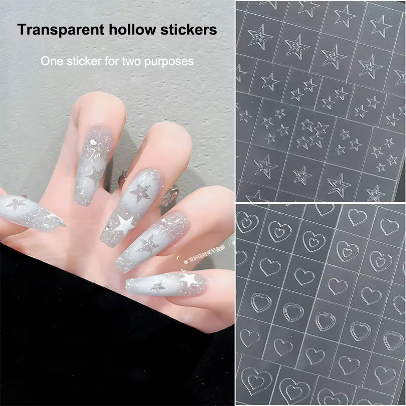 Nail Art évider autocollant étoile papillon amour adhésif modèle timbre autocollants Nail Art décora