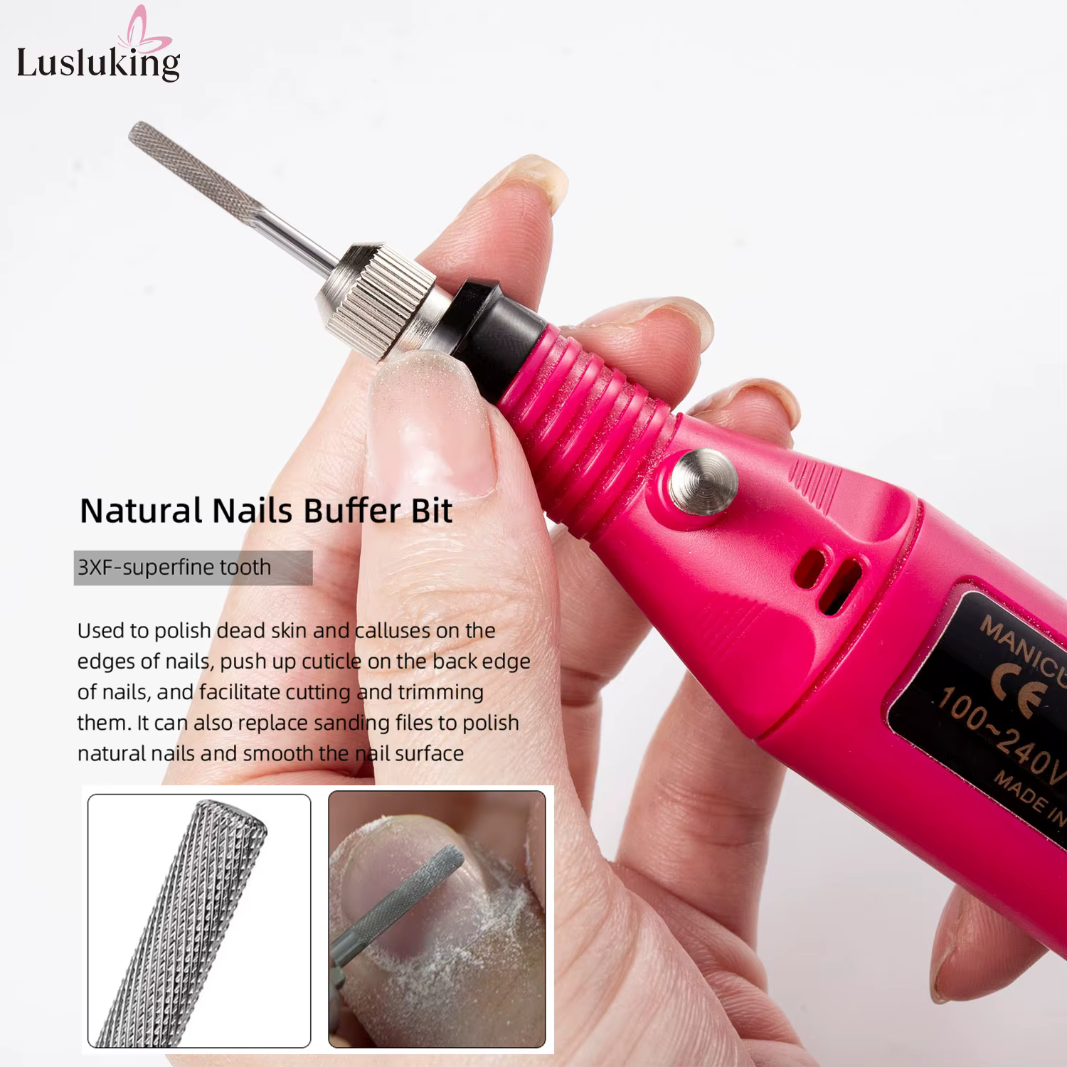 Tête de meulage des ongles naturels 3XF, manteau de Base, élimination des cuticules, fraise pour man