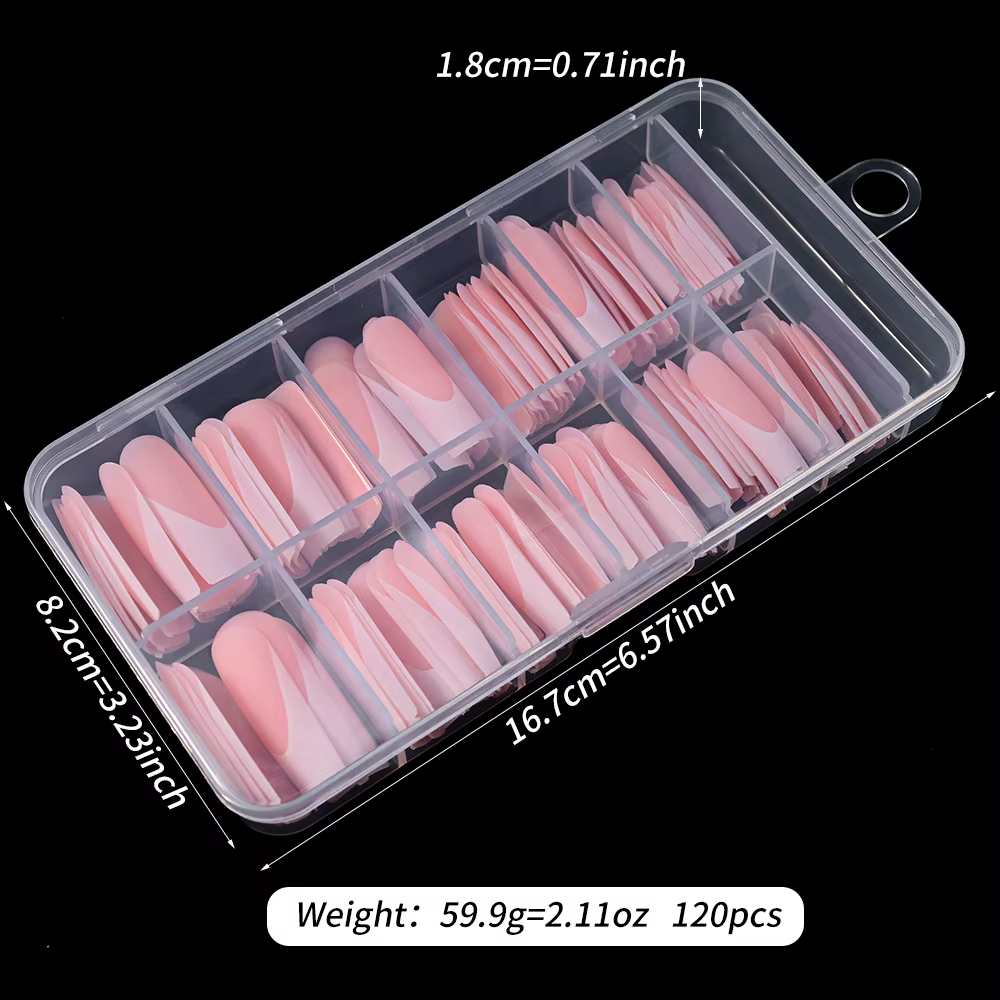 120 pièces/boîte mat rose français presse sur ongles acrylique longs carrés faux ongles conseils cou