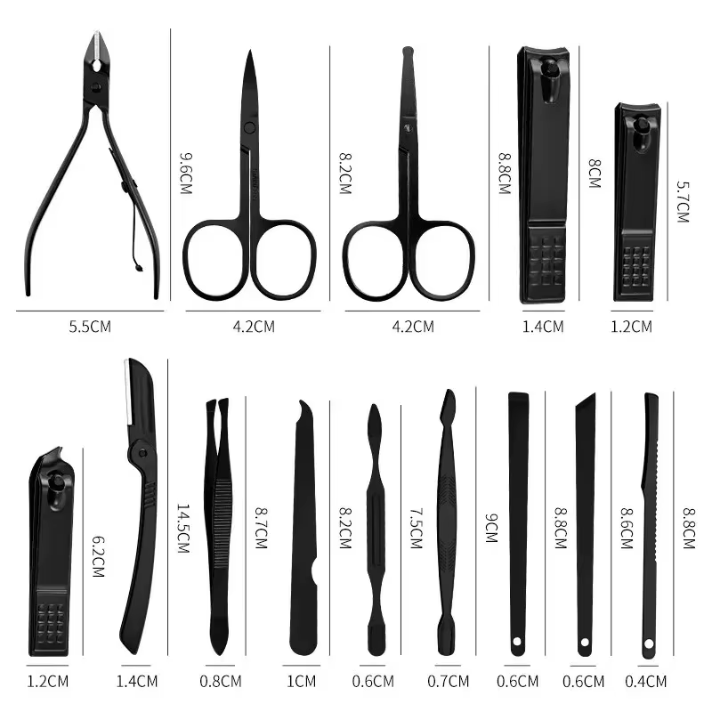 Ensemble professionnel de manucure 7/8/10/12/15/24 pièces, kit de coupe-ongles en acier inoxydable p