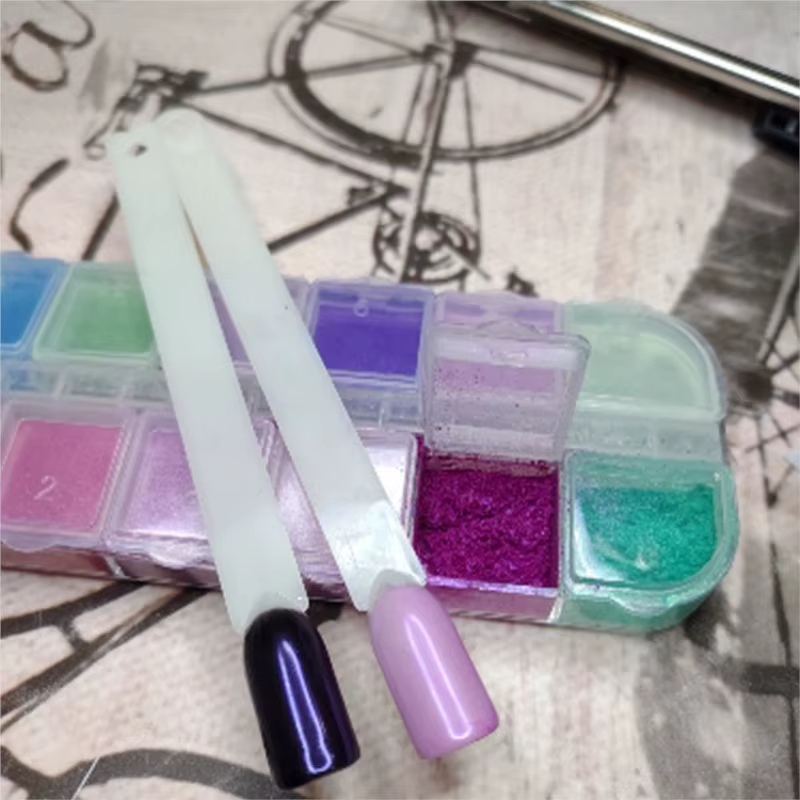 Poudre à ongles sirène effet miroir, 12 grilles, perle holographique, Pigment chromé, paillettes fin
