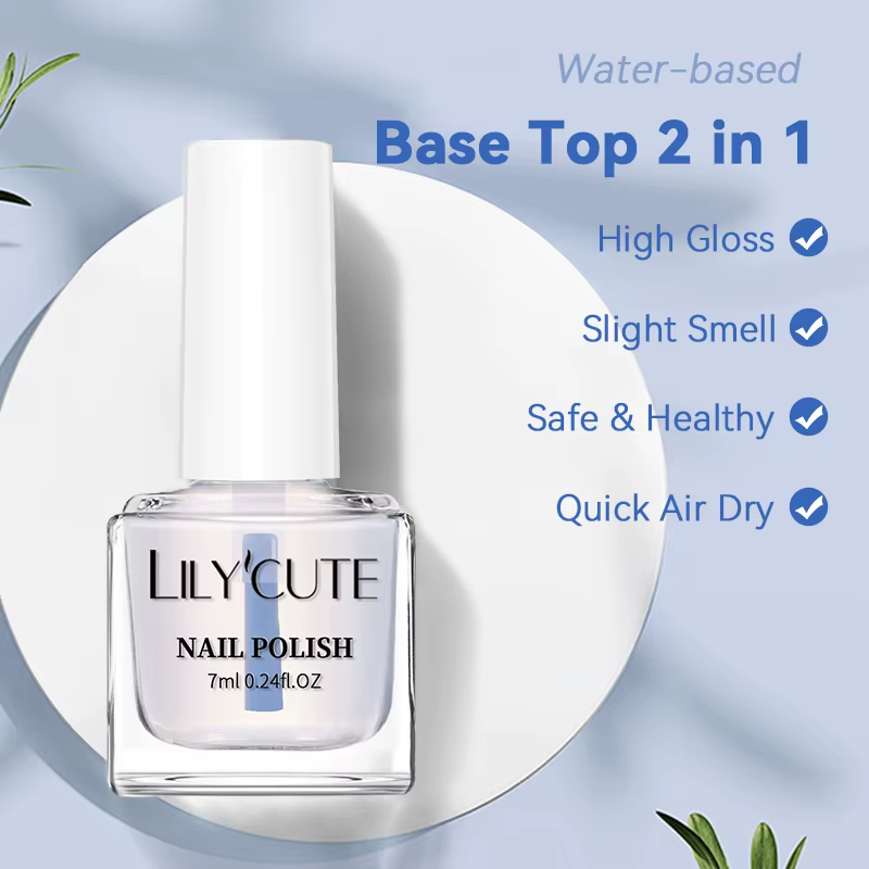 LILYCUTE 7ml vernis à ongles à base d'eau 2 en 1 clair brillant soin des ongles séchage rapide pas b