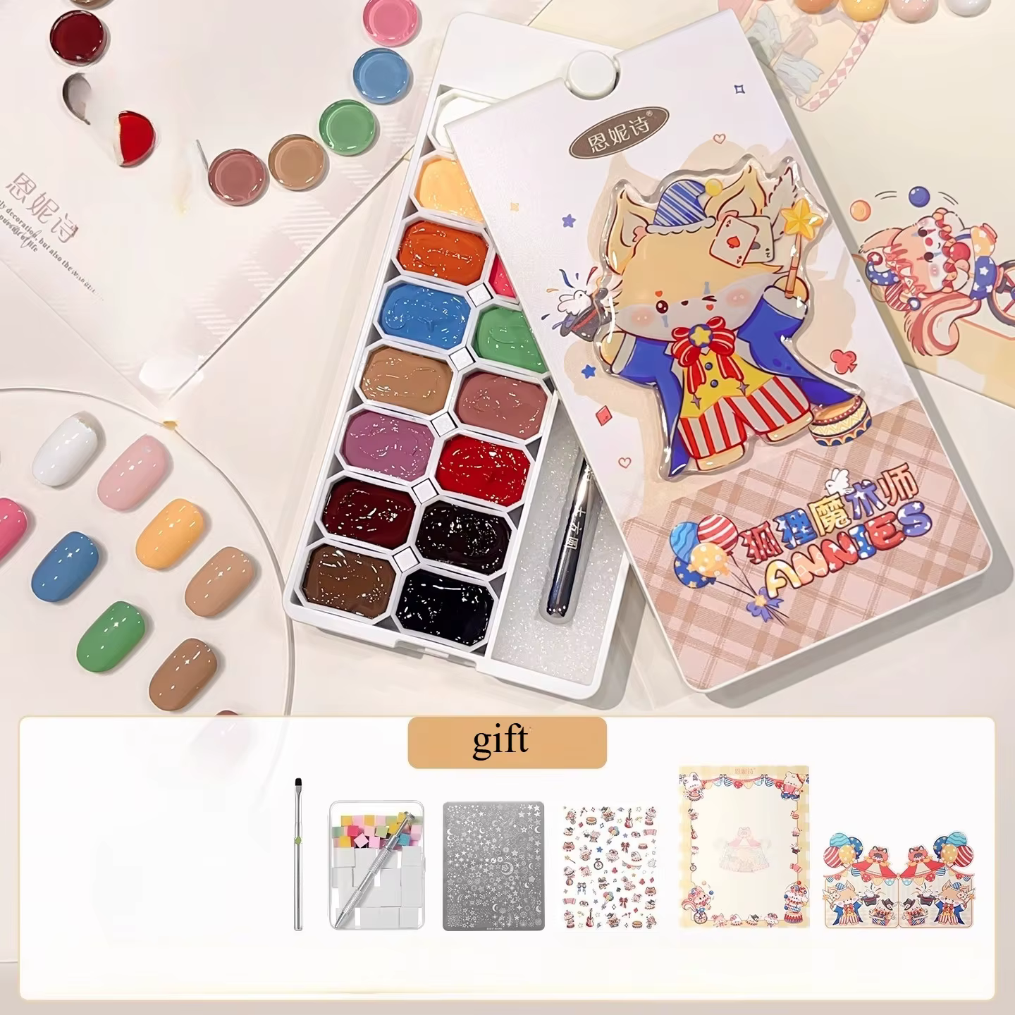 16 couleurs Pat peinture Gel vernis à ongles dégradé tapotement Gel Palette pour français Nail Art D