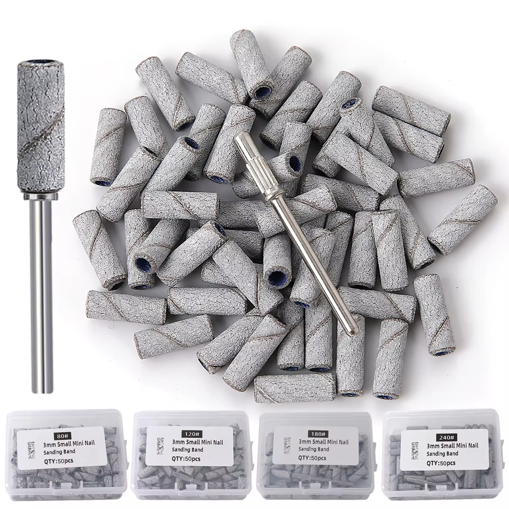 50/100 pièces 3mm petites bandes de ponçage des ongles ensemble pour forage des ongles fraisage manu