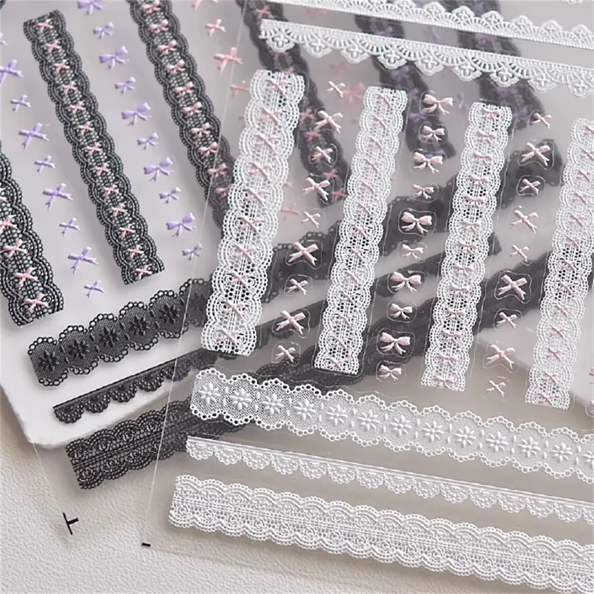 Autocollants pour Nail Art en dentelle, Relief 5D Kawaii, treillis japonais doux et Cool, décalcoman