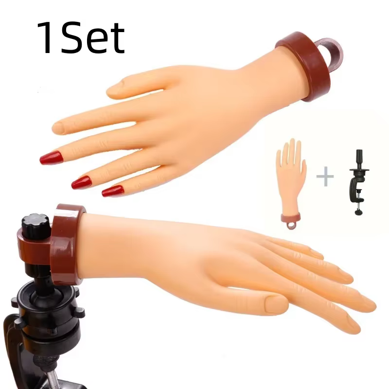 1 ensemble de faux mains pour Nail Art, Flexible, souple, réglable, en plastique, modèle prothétique
