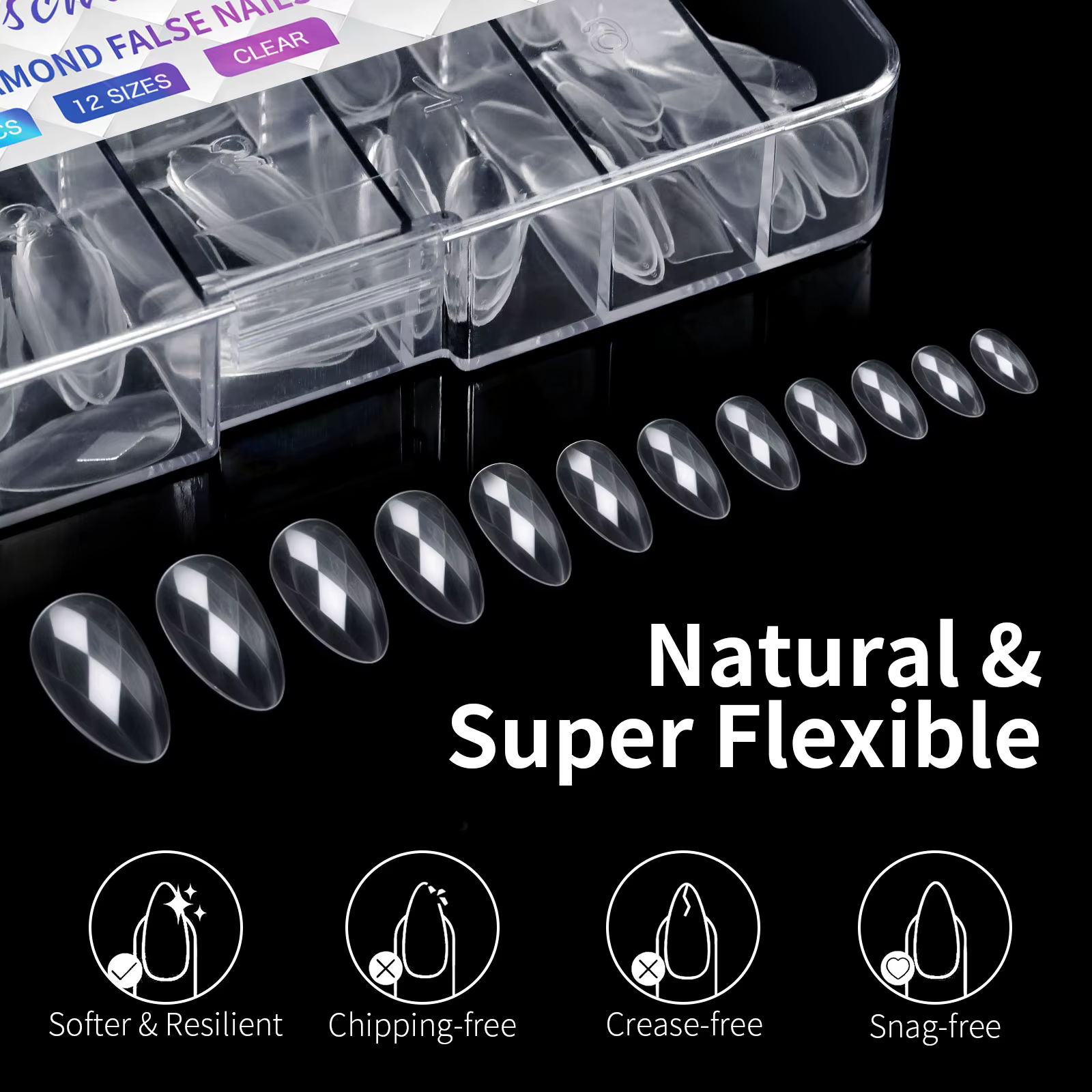 120/140 pièces 3D diamant amande Ballet cercueil faux ongles clair presse sur ongles pour Gel acryli