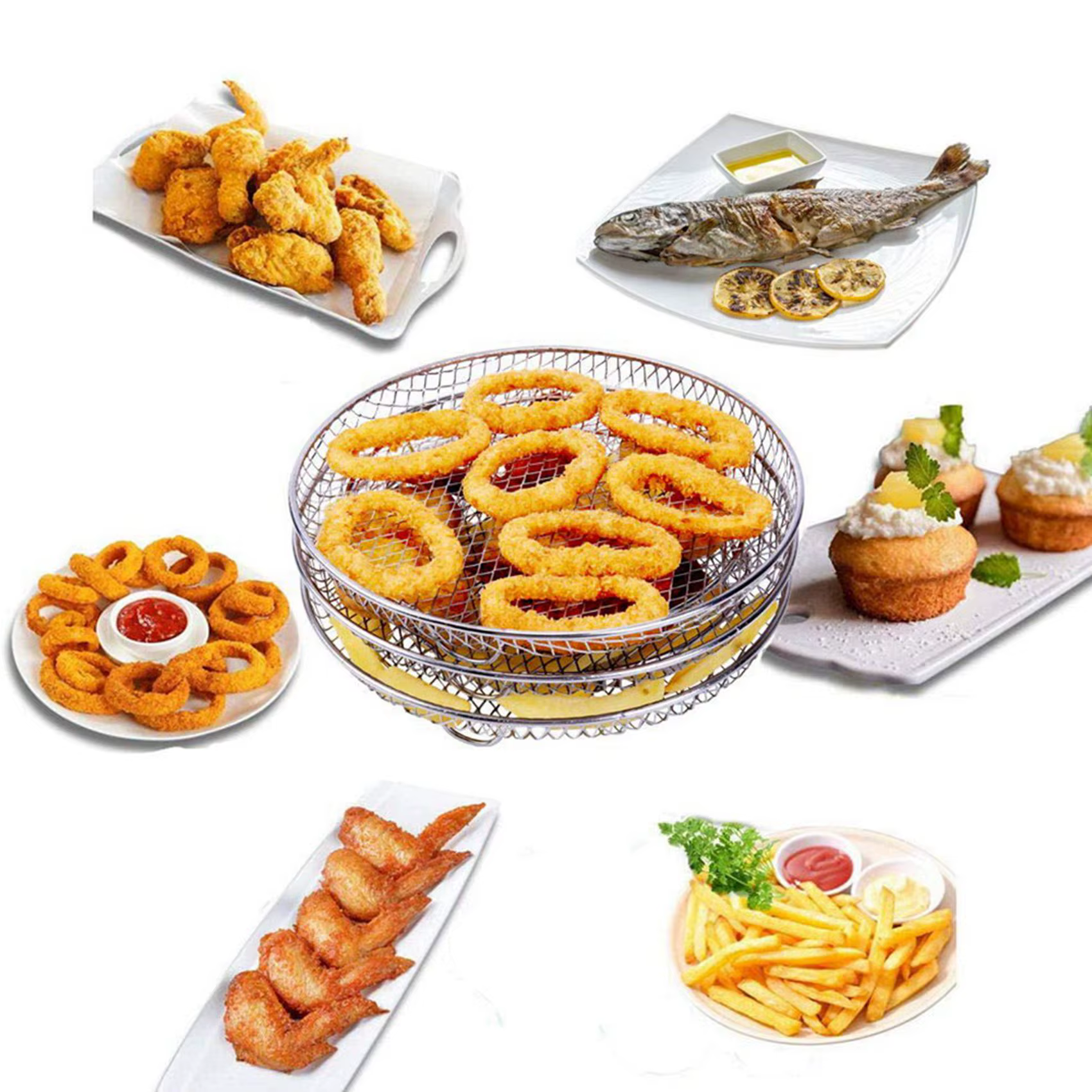 Accessoires de friteuse à Air A98G-6X, trois supports empilables pour friteuse à Air Gowise Phillips