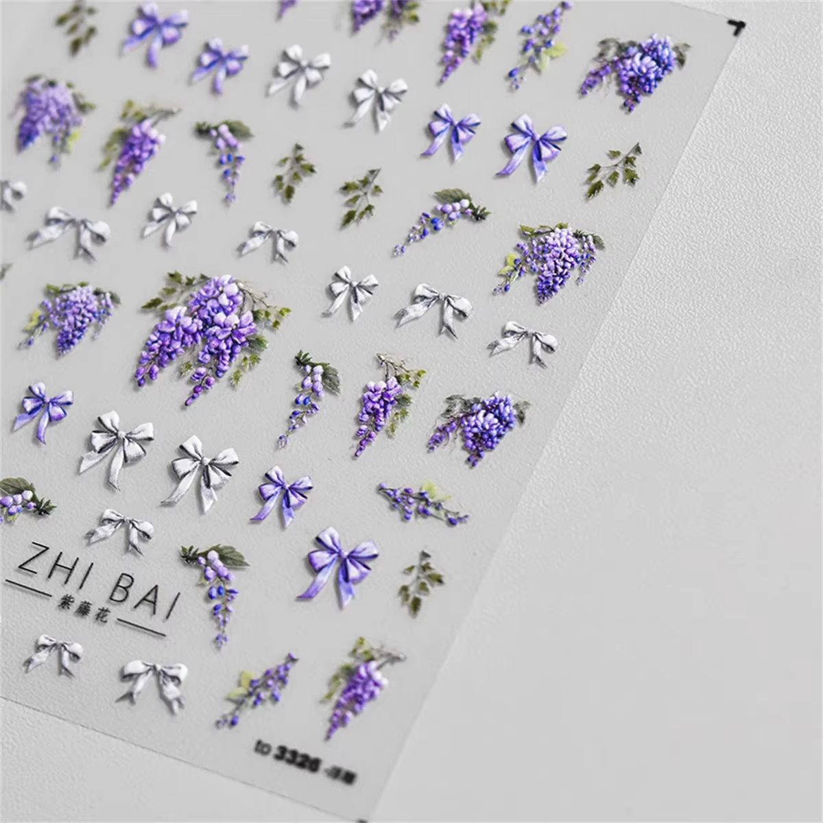 Autocollants 5D de fleurs de glycine violette pour nail art, 1 pièce, adhésif de transfert, décorati