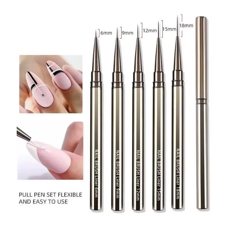 Pinceaux pour nail art, lignes allongées, rayures, dessin, peinture, 6/9/12/15/18/25 mm, stylo pour