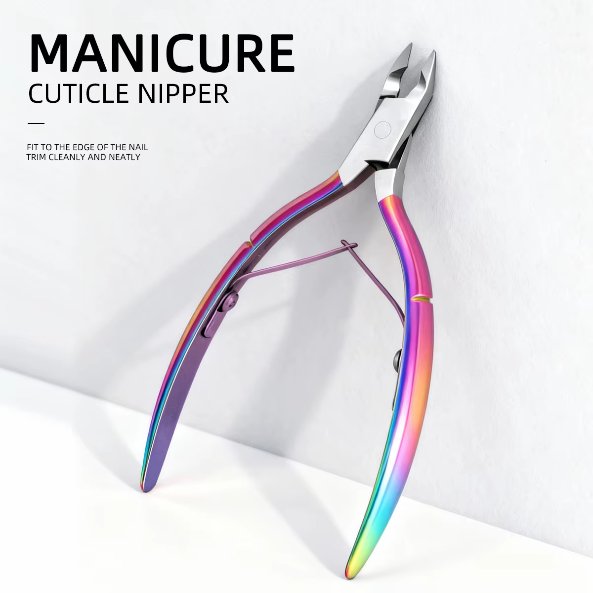 Coupe-cuticules et ciseaux à cuticules en acier inoxydable, finition arc-en-ciel, pour manucure et p