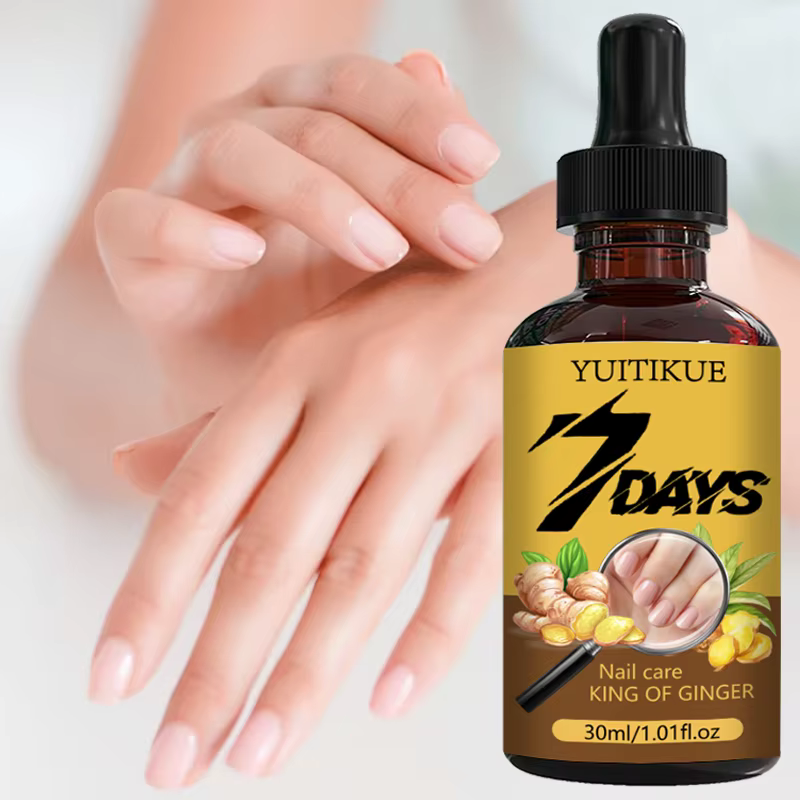 YUITIKUE Huile de Soin des Ongles au Gingembre 7 Jours - Nourrit et Renforce les Ongles, Flacon comp