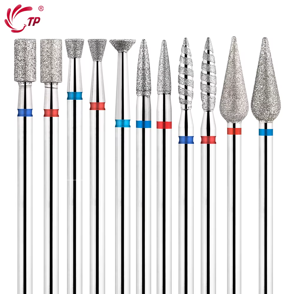 TP 3 pièces/ensemble forets à ongles diamant flamme 3/32 ''embouts de lime électrique russe fraise p