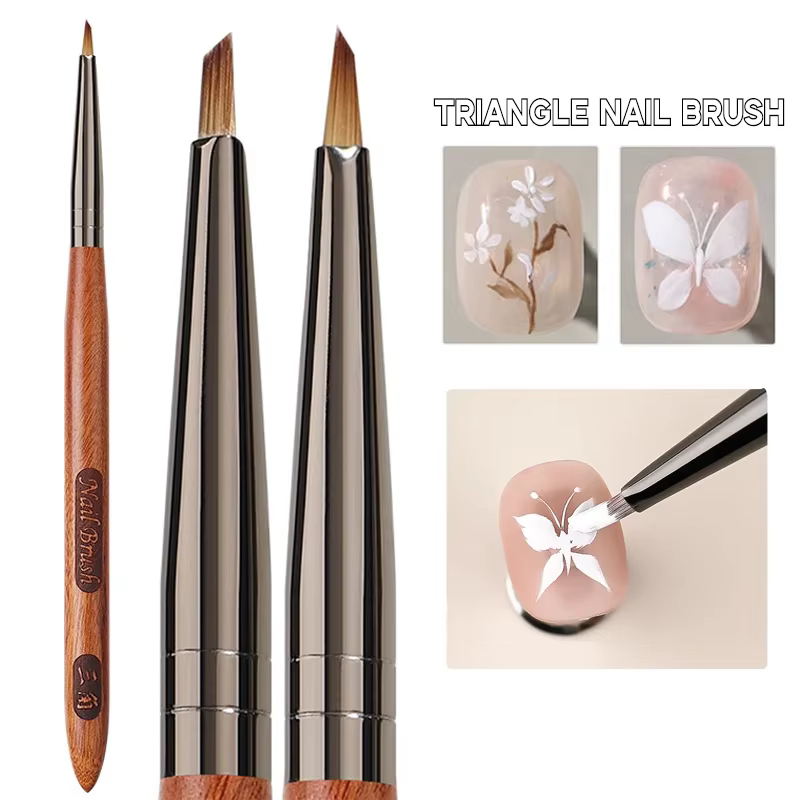 Pinceau triangulaire pour nail art, motifs 3D, pinceau à ongles en acrylique pour photothérapie, gel