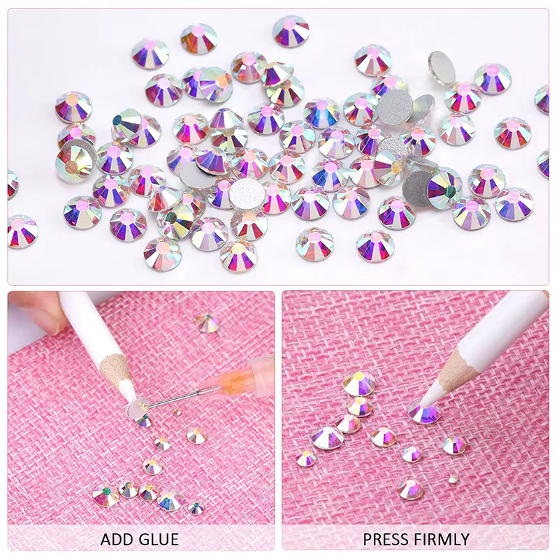 1440 pièces/sac AB/clair rond Mini diamant à ongles SS3-SS20(1.3-4mm) FlatBack Non correcteur crista
