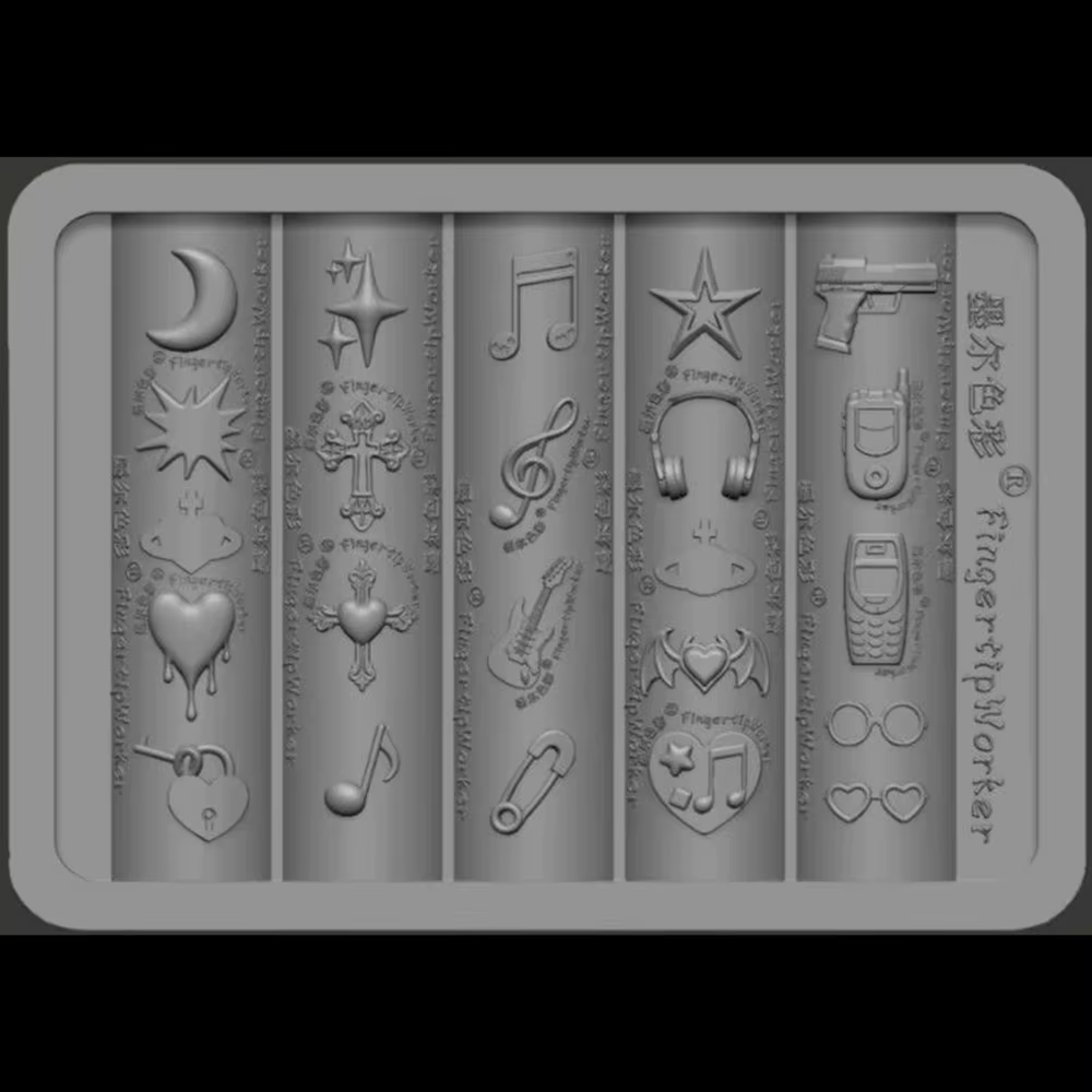 Moule en silicone 3D pour ongles, motifs étoiles, téléphone musical, style punk cool, pour charmes, 