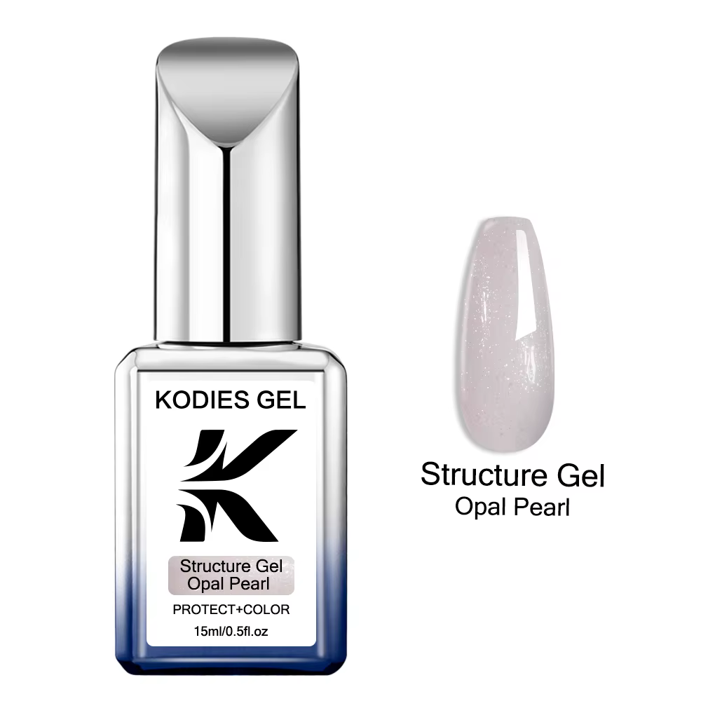 KODIES GEL Structure Base en caoutchouc Gel vernis à ongles 15ML perle miroitant rose paillettes UV