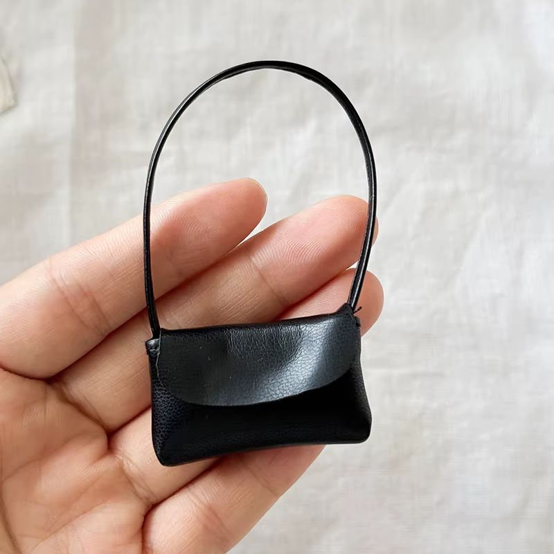 Jouet de sac à main de jeu de rôle, sac en cuir de dame de poupée de 15-17cm, sac à main pour la déc