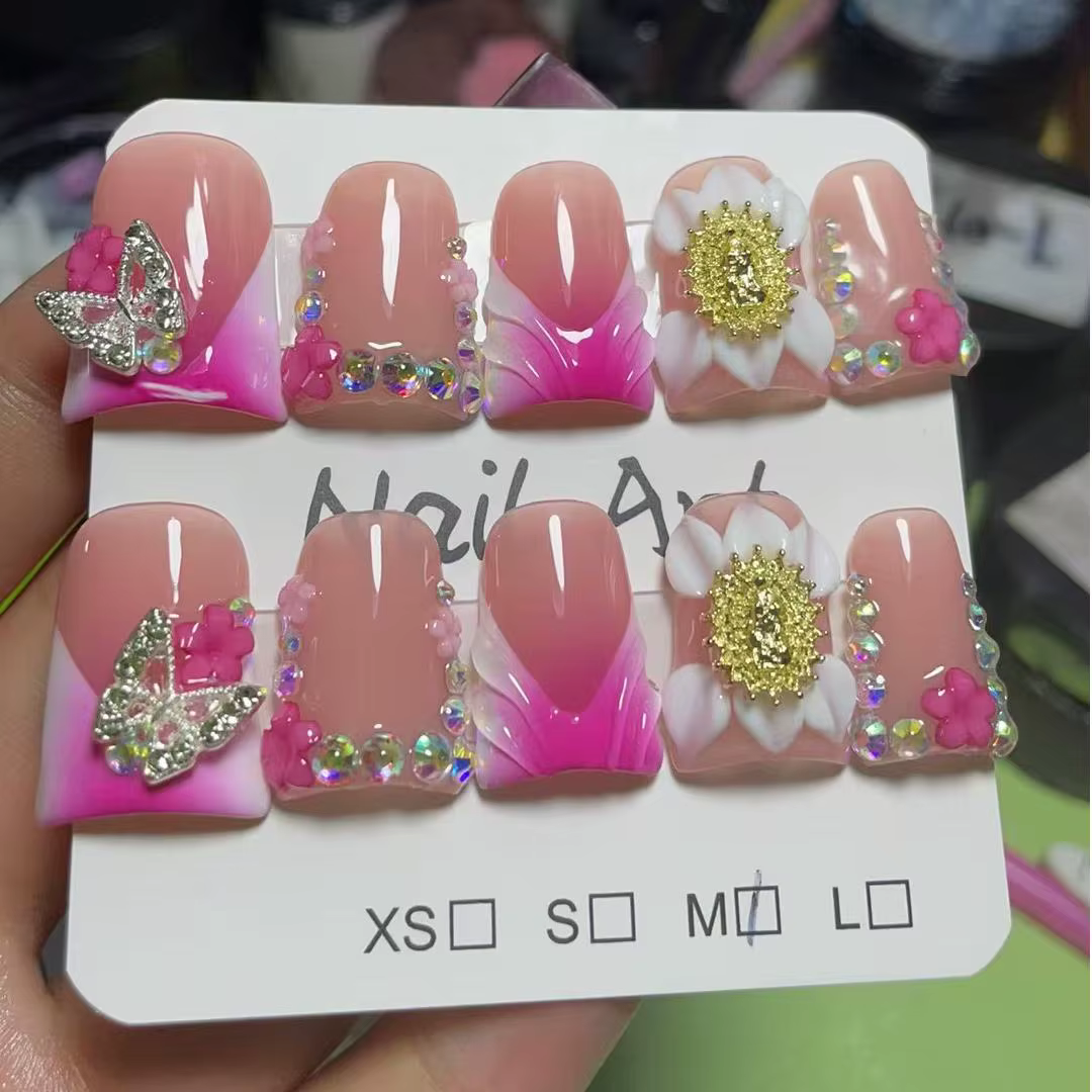 10 pièces en forme de bec de canard presse à la main sur les ongles imprimé léopard faux ongles fran