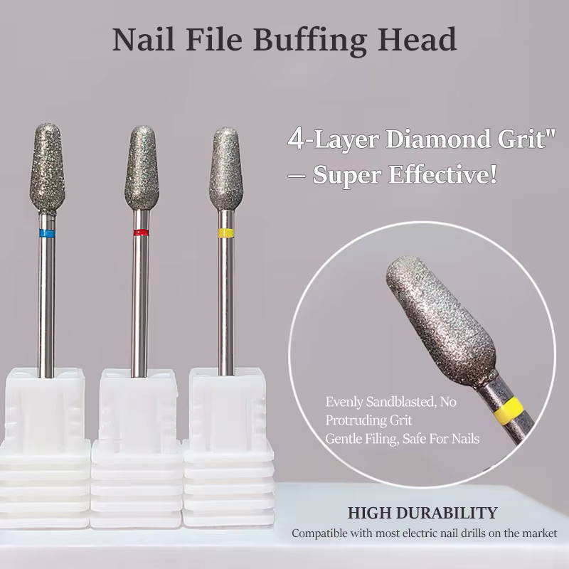 Limes à ongles en diamant, perceuse, mèche de polissage des cuticules, tête de meulage des ongles, m