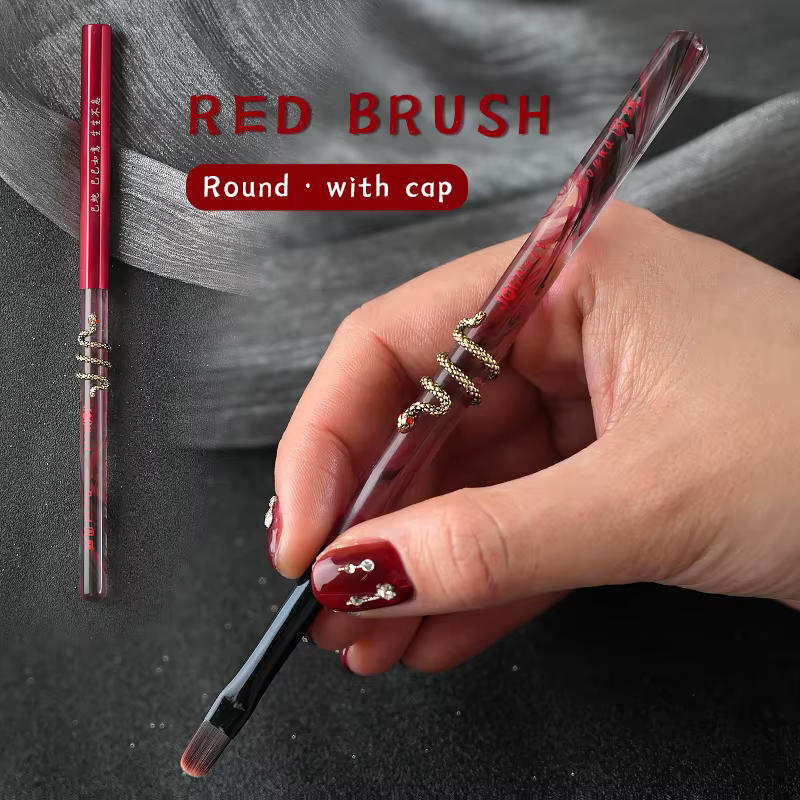 Conception Unique serpent Nail Art brosse UV Gel brosse à ongles ensemble poignée transparente pour 