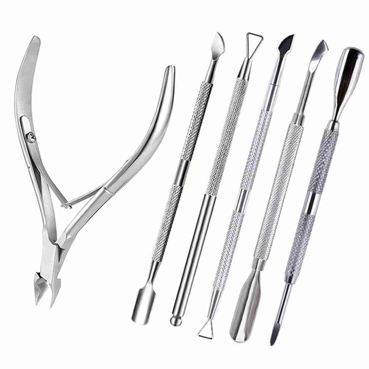 Coupe-ongles professionnel en acier inoxydable, ciseaux, pince multifonction, poussoir à cuticules, 