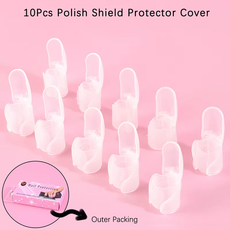 Lot de 10 protections transparentes pour doigts de manucure, clips de protection pour vernis à ongle
