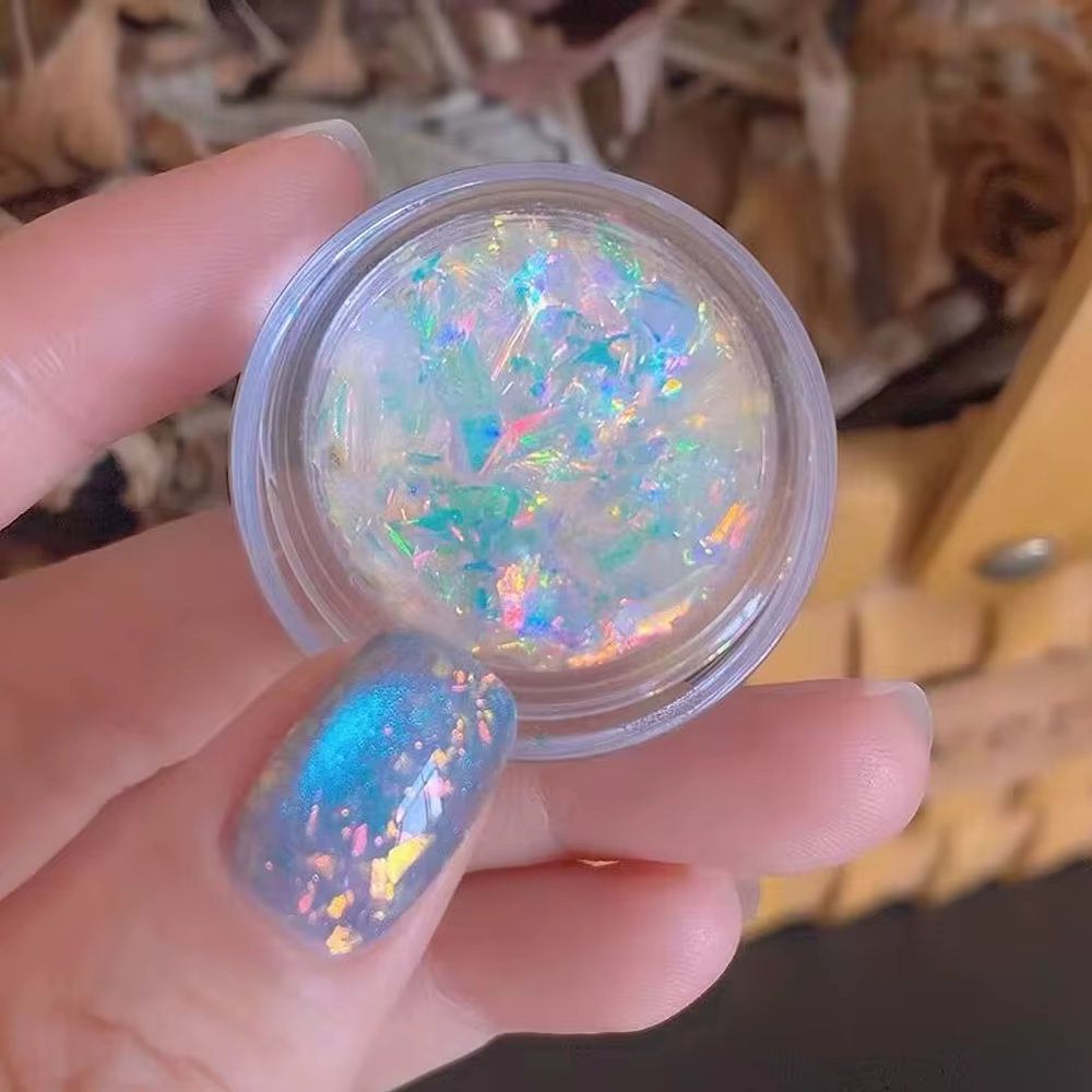 1 boîte Aurora neige fondant poudre Ultra-mince 0.5g opale ongles poudres holographique Chrome sirèn