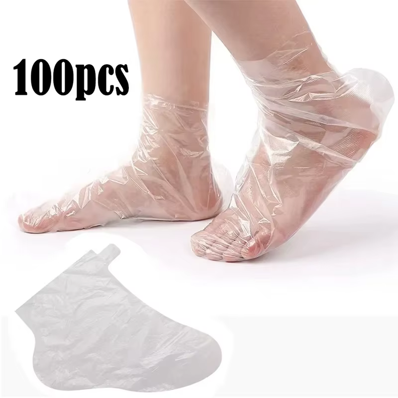 100 couvre-pieds jetables hygiéniques transparents anti-infection pour pédicure, pour salon, spa et 
