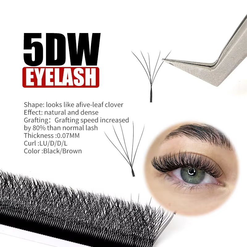 FADVAN 5D cils en forme de W ventilateurs de Volume préfabriqués naturels C/D/L/M Curl W forme Exten