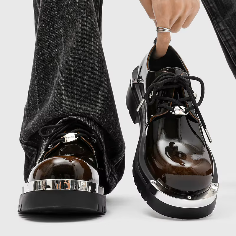 Chaussures Derby décontractées pour hommes, semelle épaisse rehaussante, loisirs, Style Punk, grande
