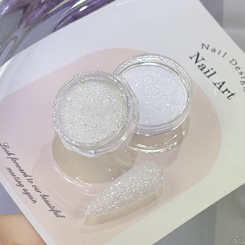 Poudre à paillettes pour ongles, 1 pot, cristal scintillant, diamant, argent, sucre réfléchissant au