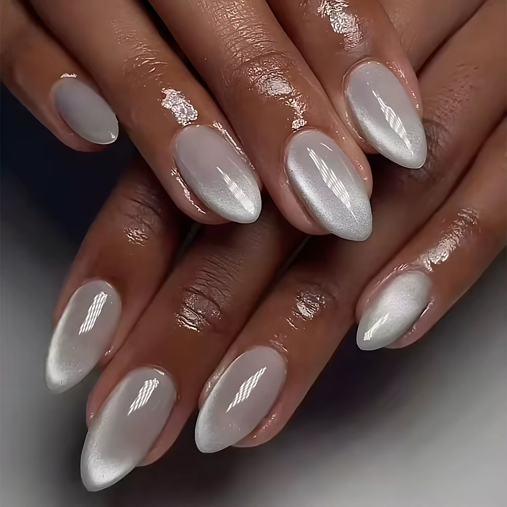 24 pièces français amande presse sur ongles faux ongles simples portable à coller ongles faux ongles