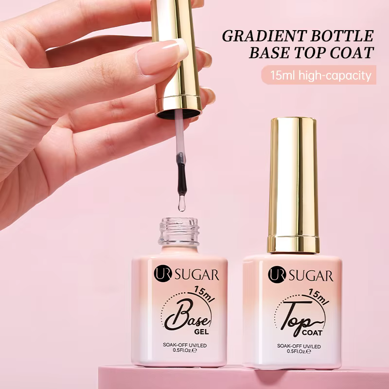 UR SUGAR 15 ml Gel de Base et sans lingette couche de finition Semi Permanente 2 en 1 bouteille d'ap