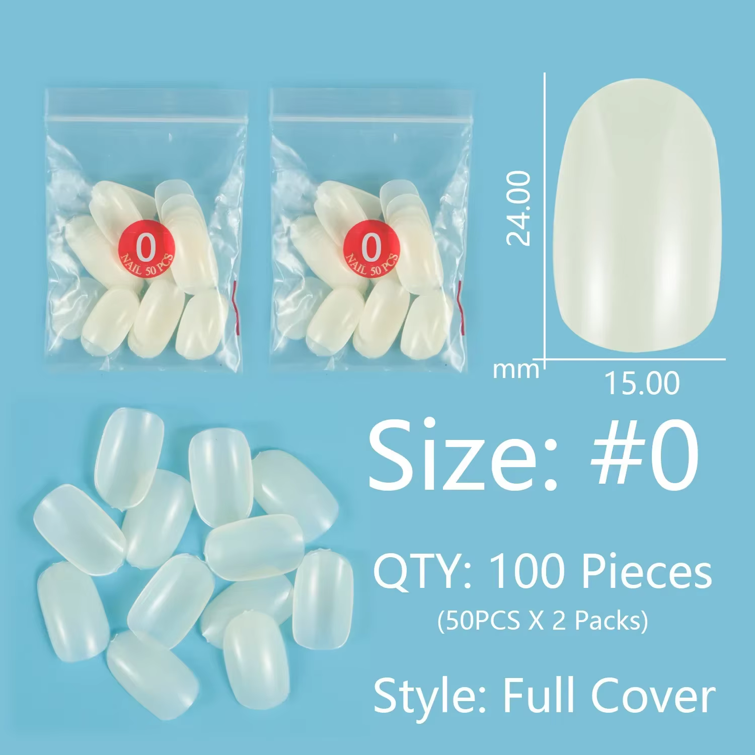 Faux ongles de forme moyenne et ronde, 100 pièces, taille unique, 10 TANAvailable, couverture complè