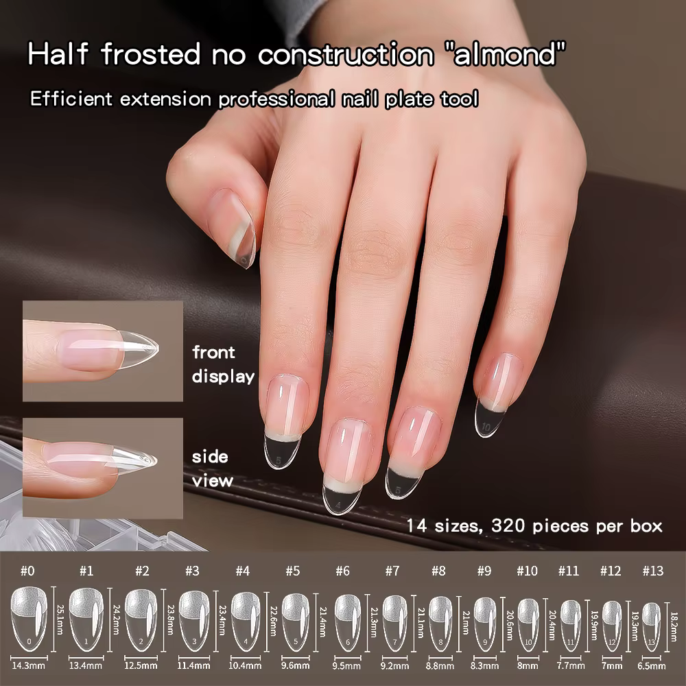 KANIU 320 pièces Capsules d'ongles à presser à couverture complète, capsules d'extension d'ongles en